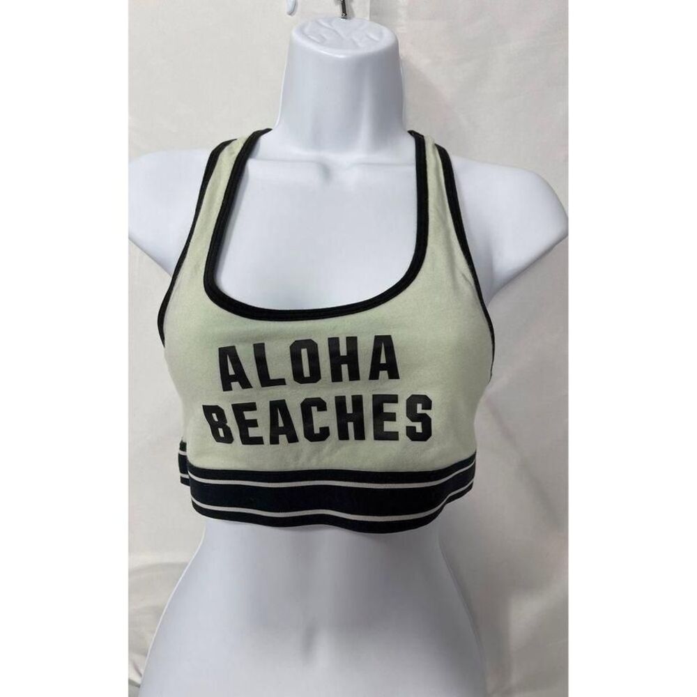 Victoria's Secret PINK Nation Aloha Beaches‎ Sports Bra Green Black Small